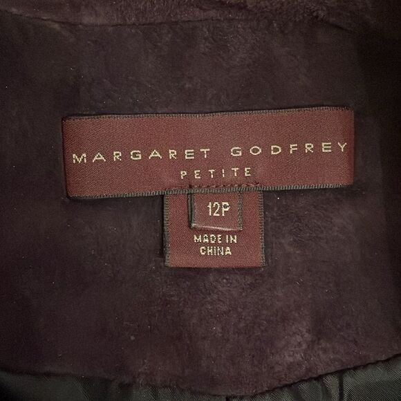 Margaret Godfrey VTG Purple Suede Leather Jacket Womens Size 12 Petite Washable - Picture 2 of 11